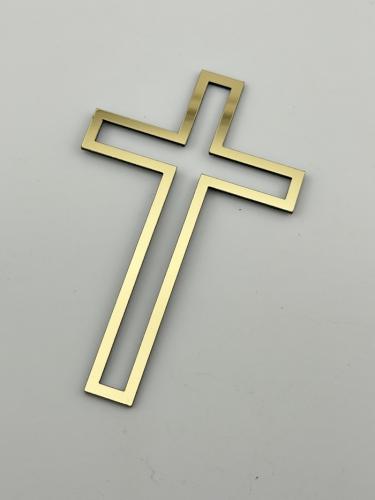 Топер хрестик для торта золотий, на хрещення, великдень